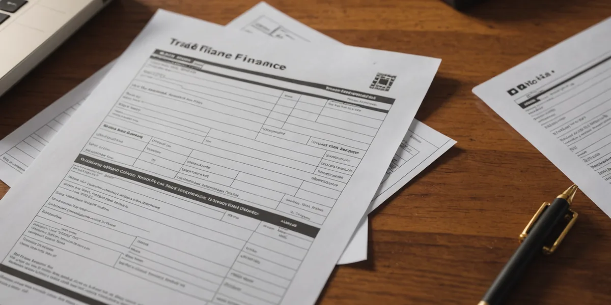 Trade finance documents — commercial invoice and bill of lading on a desk